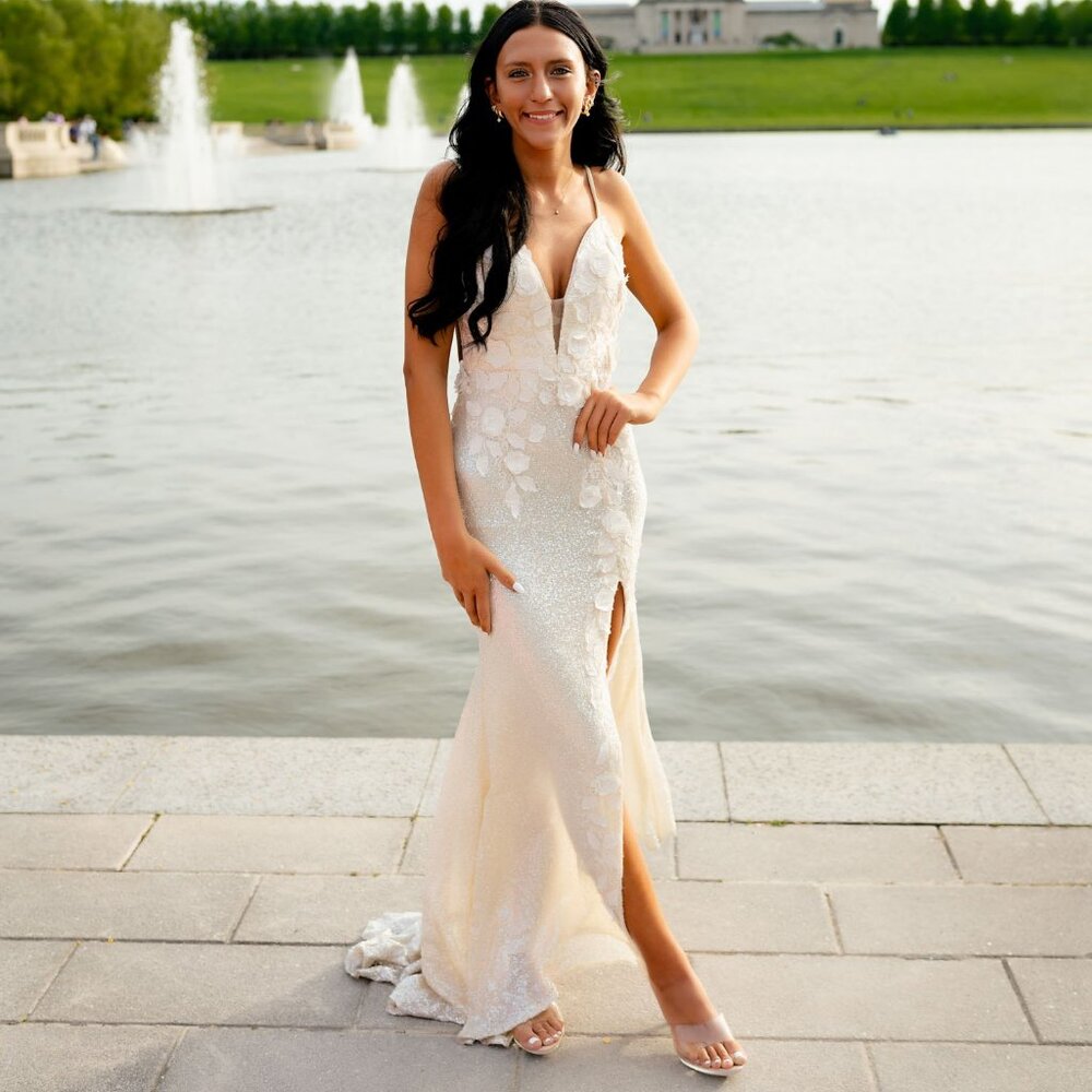 Jovani 1012 Low Back and Slit Sequin Prom Dress